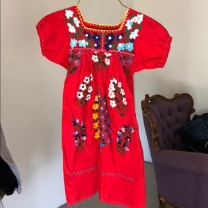 Girls red embroidered dress